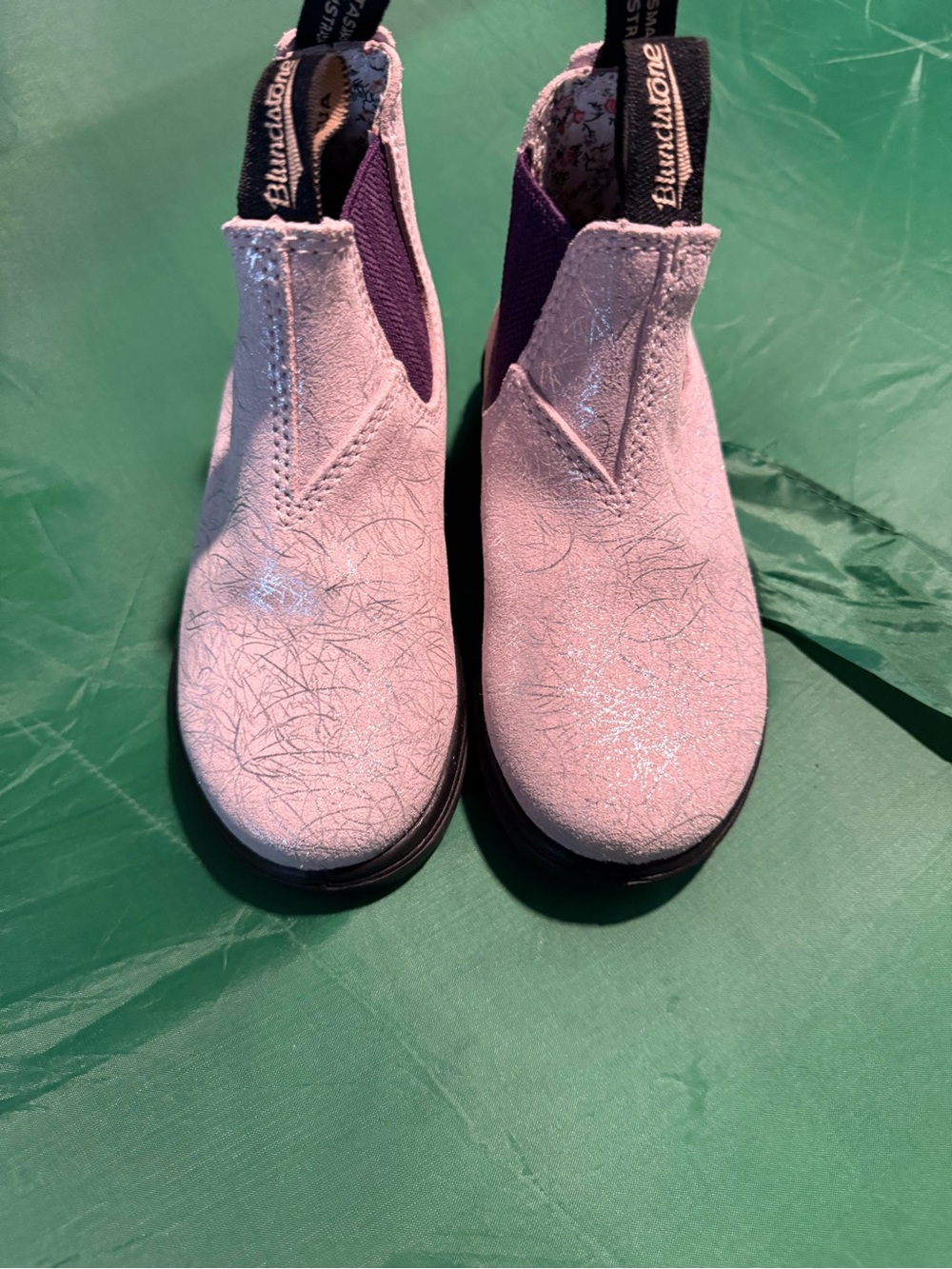 Blundstone Metallic Pink Chelsea Boots with Purple Elastic — Size 10 NWOT